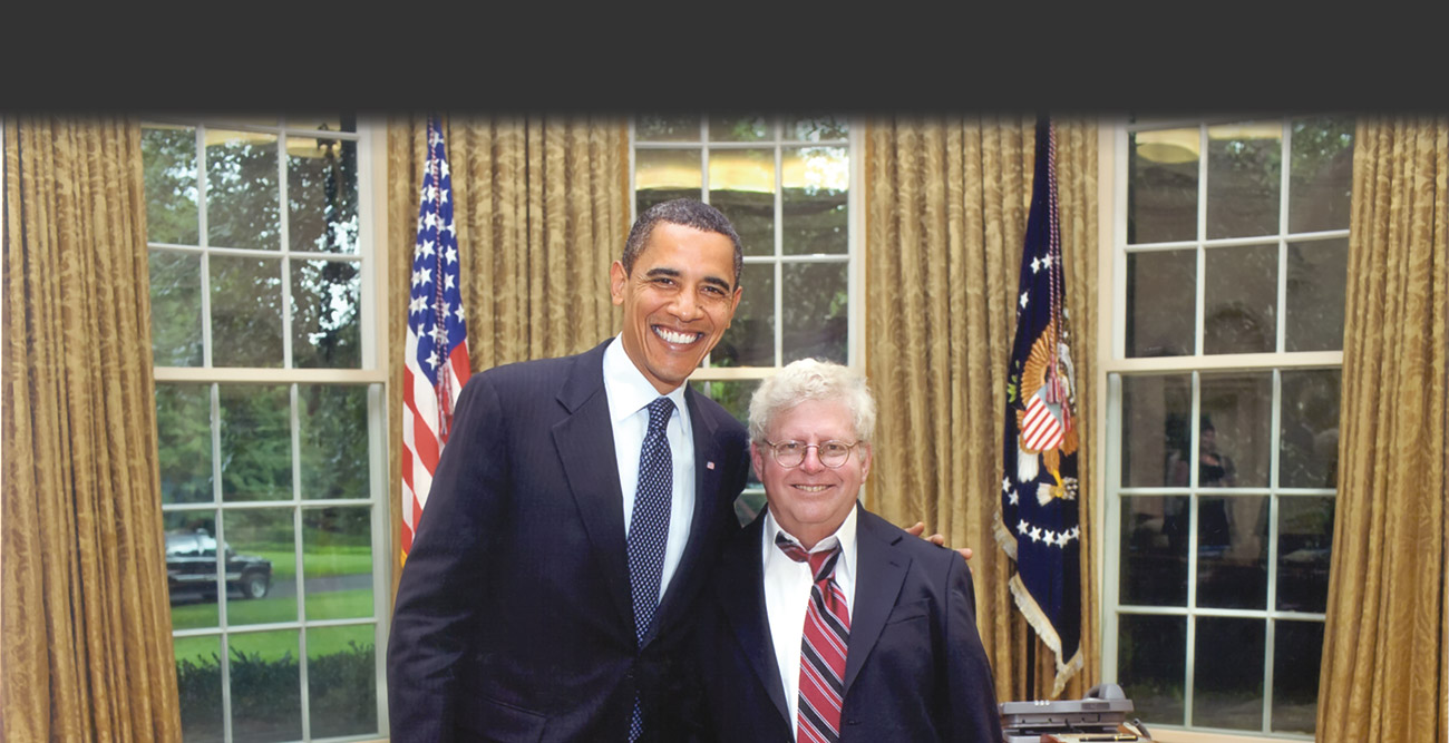 President Barack Obama with Occidental College Professor Roger Boesche in the White House