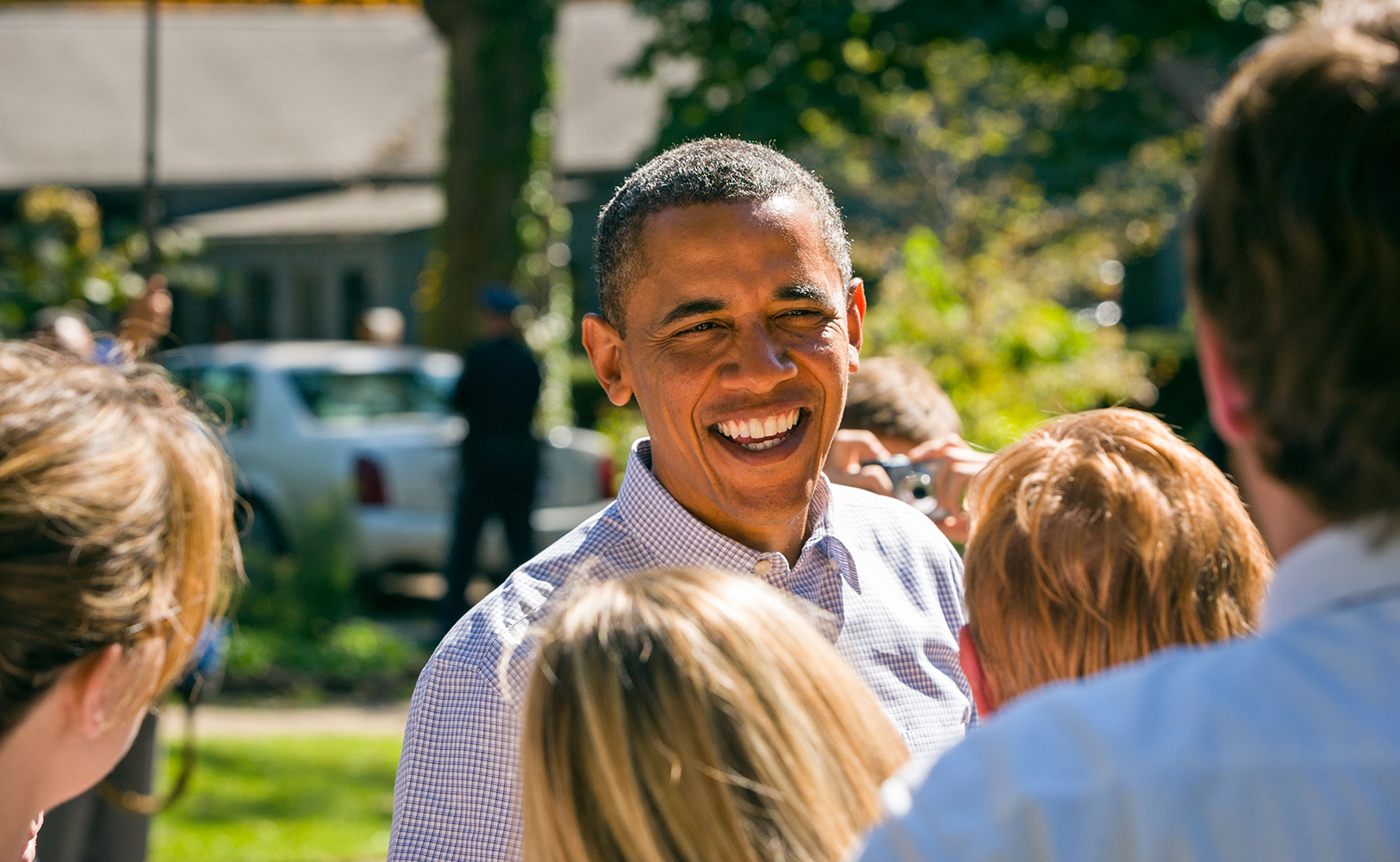 President Barack Obama with constituents in Iowa